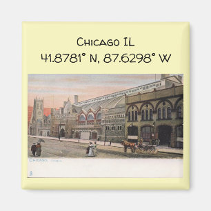 De Coördinaten van de Kaart van Chicago IL Stijl Magneet