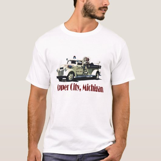 De Copper City brandweerwagen T-shirt (Voorkant)