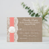 De Coral Sand Dollar Wedding Collection RSVP Kaartje (Staand voorkant)