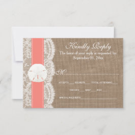 De Coral Sand Dollar Wedding Collection RSVP Kaartje