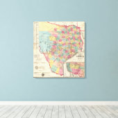 De Cordova's Kaart van Texas Canvas Afdruk (Insitu (Houten vloer))