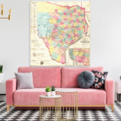 De Cordova's Kaart van Texas Canvas Afdruk (Insitu (Woonkamer))