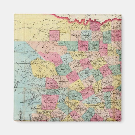 De Cordova's Kaart van Texas Magneet (Voorkant)
