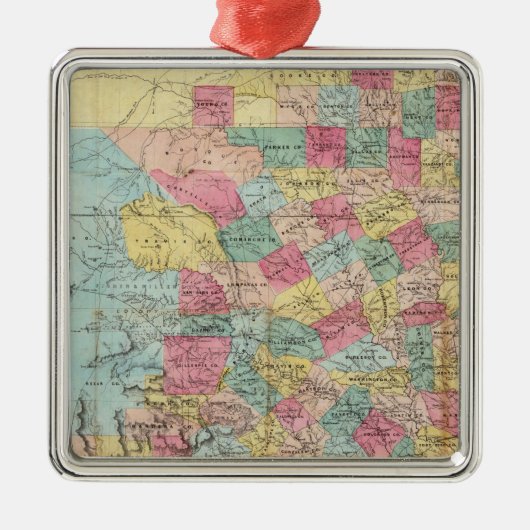 De Cordova's Kaart van Texas Metalen Ornament (Voorkant)