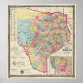 De Cordova's Kaart van Texas Poster (Voorkant)