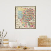 De Cordova's Kaart van Texas Poster (Keuken)