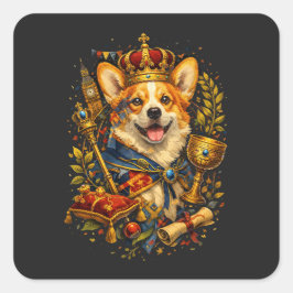 De Corgi Koning Vierkante Sticker