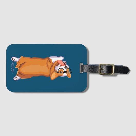 De Corgi Sploot Bagagelabel (Voorkant (horizontaal))