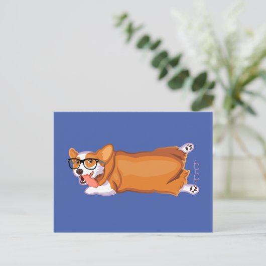 De Corgi Sploot Briefkaart (Staand voorkant)