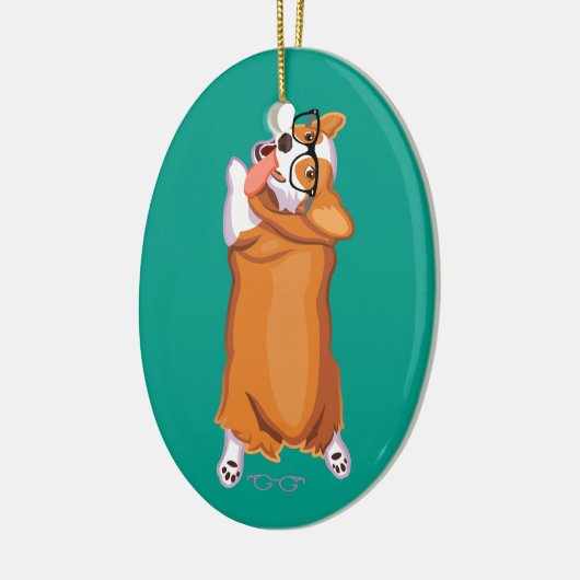 De Corgi Sploot Keramisch Ornament (Links)