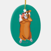 De Corgi Sploot Keramisch Ornament (Voorkant)