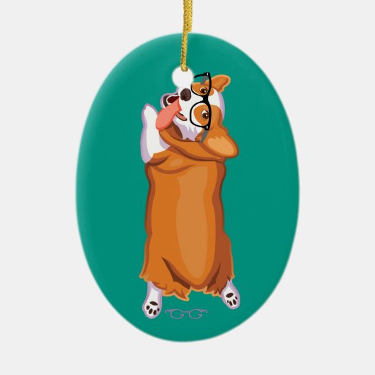 De Corgi Sploot Keramisch Ornament (Voorkant)