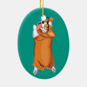 De Corgi Sploot Keramisch Ornament (Achterkant)