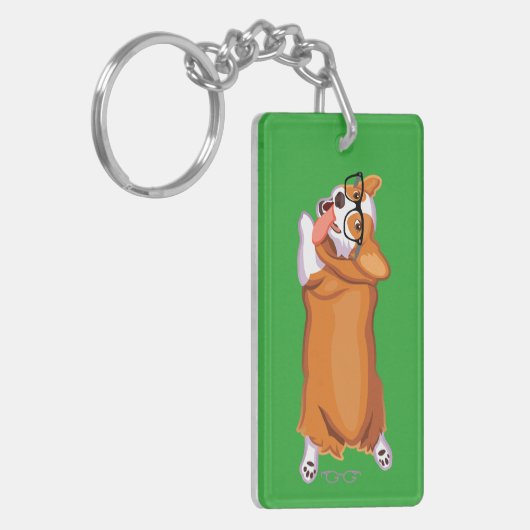 De Corgi Sploot Sleutelhanger (Voorkant Links)