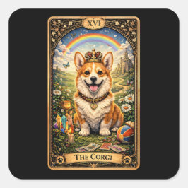 De Corgi Tarotkaart Vierkante Sticker