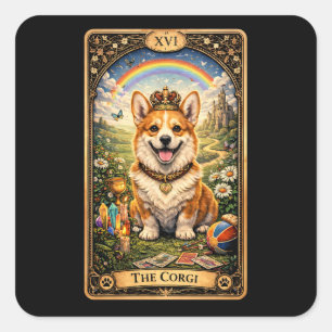 De Corgi Tarotkaart Vierkante Sticker