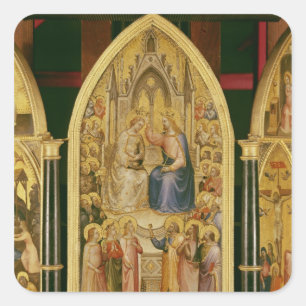 De coronatie van de Maagd, en Andere Scènes Vierkante Sticker