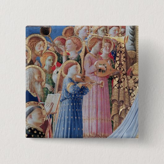 De coronatie van de maagd vierkante button 5,1 cm (Voorkant)