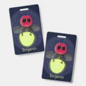 De correcte bliksemschicht insect de firefly illus badge (Voor- en achterkant)