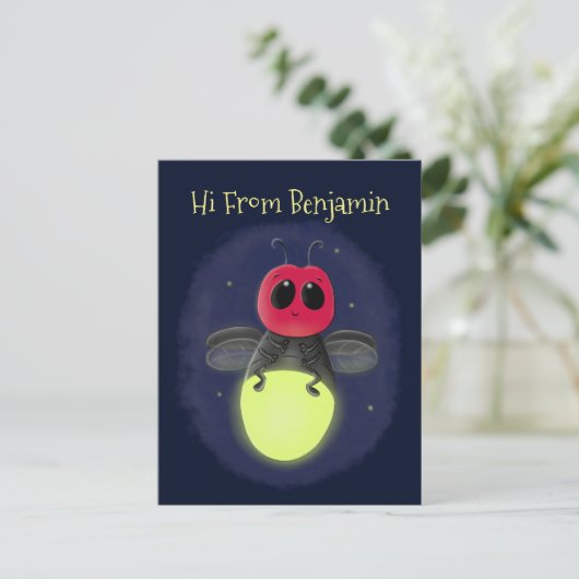 De correcte bliksemschicht insect de firefly illus briefkaart (Staand voorkant)