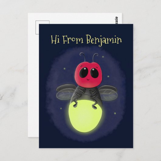 De correcte bliksemschicht insect de firefly illus briefkaart (Voorkant / Achterkant)