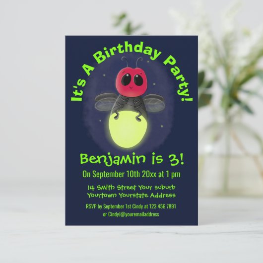 De correcte bliksemschicht insect de firefly illus kaart (Staand voorkant)