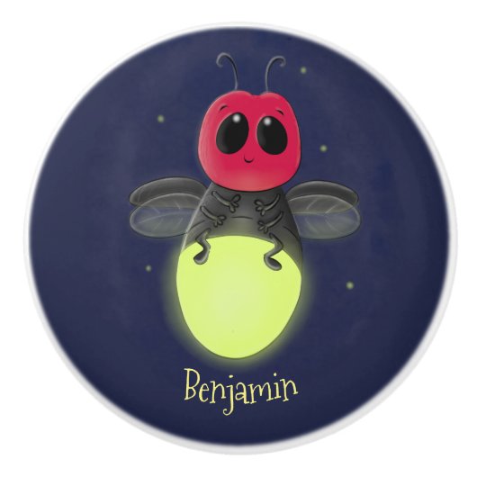 De correcte bliksemschicht insect de firefly illus keramische knop (Voorkant)
