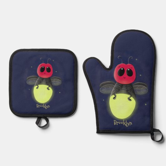 De correcte bliksemschicht insect de firefly illus ovenwant & pannenlap set (Voorkant)