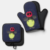 De correcte bliksemschicht insect de firefly illus ovenwant & pannenlap set (Voorkant / Achterkant)