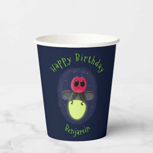 De correcte bliksemschicht insect de firefly illus papieren bekers (Achterkant)
