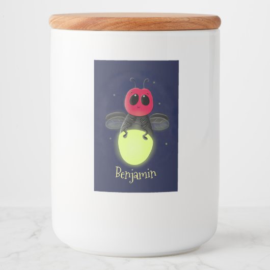 De correcte bliksemschicht insect de firefly illus voedselcontainer etiket (Voorkant)