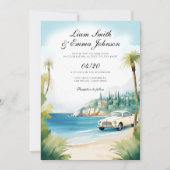 De Cote d'Azur landschap bruiloft uitnodiging (Voorkant)