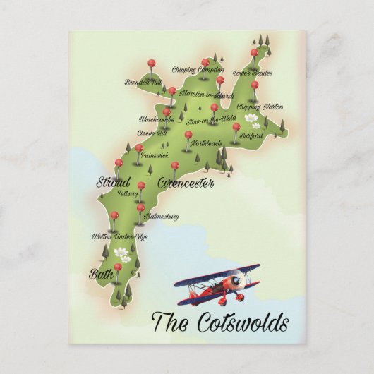 De Cotswolds Vintage Kaart (Voorkant)