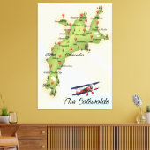De Cotswolds Vintage Kaart Canvas Afdruk (Insitu (Woonkamer))