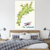 De Cotswolds Vintage Kaart Canvas Afdruk (Insitu (Slaapkamer))
