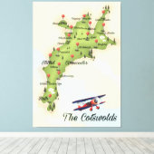 De Cotswolds Vintage Kaart Canvas Afdruk (Insitu (Houten vloer))
