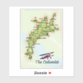 De Cotswolds Vintage Kaart Sticker (Vel)