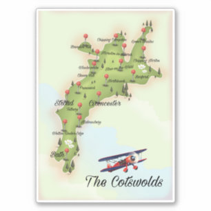 De Cotswolds Vintage Kaart Sticker