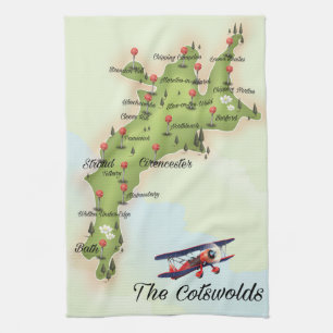 De Cotswolds Vintage Kaart Theedoek