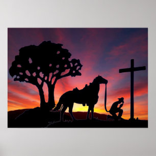 De Cowboy aan de voet van de poster kunst