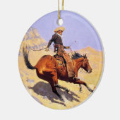 De Cowboy (door Frederic Remington) Keramisch Ornament (Links)