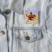 De Cowboy (door Frederic Remington) Vierkante Button 5,1 Cm (In situ)