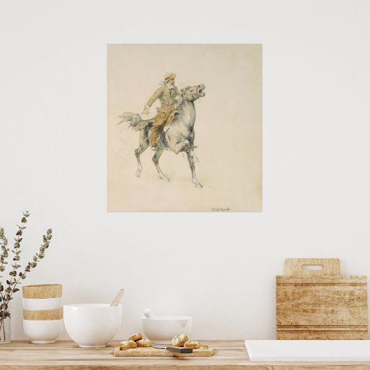 De cowboy, Frederic Remington Poster (Keuken)