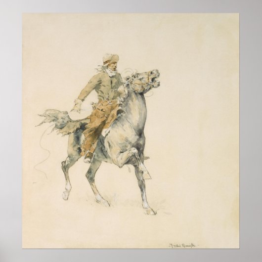 De cowboy, Frederic Remington Poster (Voorkant)