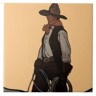 De Cowboy Magazine Cover door NC Wyeth Tegeltje