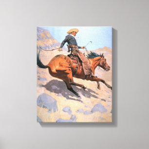 De cowboy (olie op doek) canvas afdruk