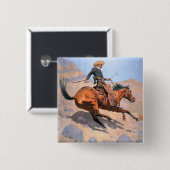 De cowboy (olie op doek) vierkante button 5,1 cm (Voorkant /achterkant)