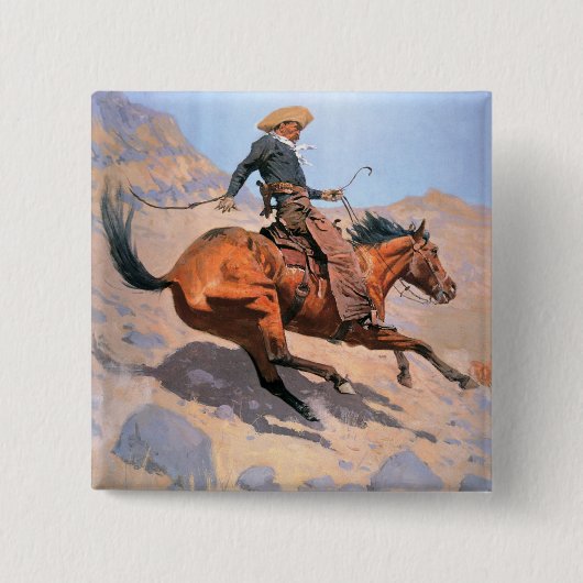 De cowboy (olie op doek) vierkante button 5,1 cm (Voorkant)