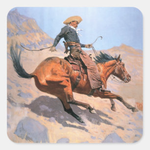 De cowboy (olie op doek) vierkante sticker