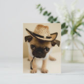 De Cowboy Pug Puppy Briefkaart (Staand voorkant)